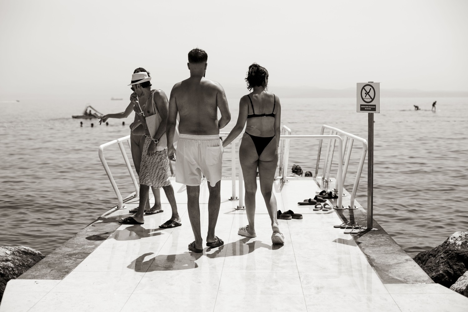 Just before the water